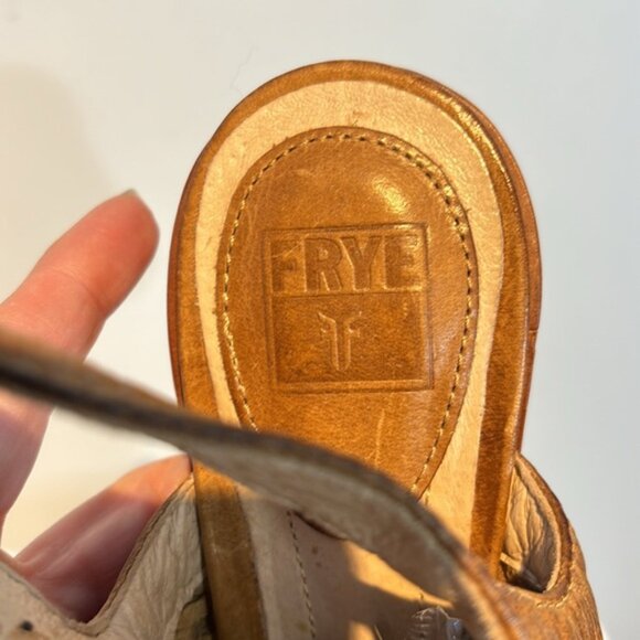 Frye Tan Woven Leather Heeled Sandals - Picture 8 of 14